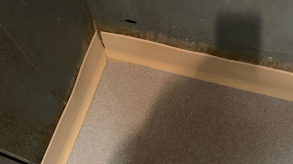wet area of bathroom floor