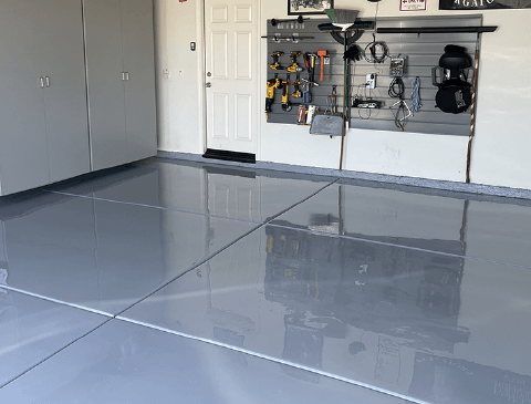 resurfaced concrete garage floor